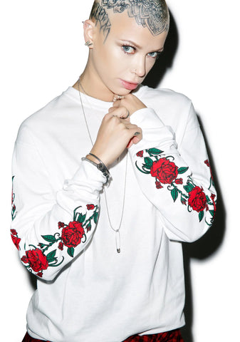 Smell The Roses Long Sleeve Tee - Light Pink