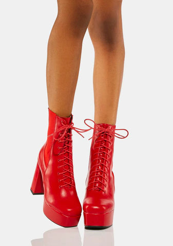 Red Picture Perfect Heeled Boots