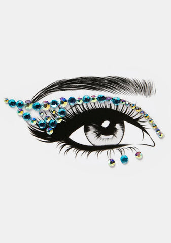 Aqua Winged Rhinestone Face Gems