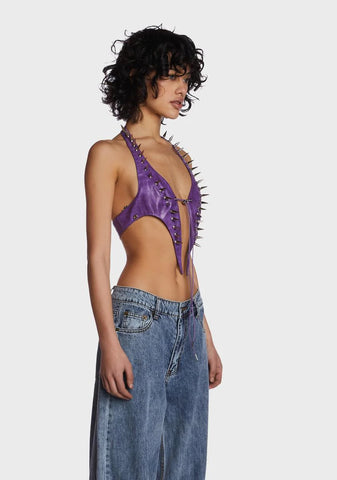 Purple Rivet Halter Top