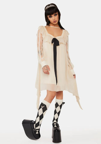 Off White A-Line Ruffle Dress