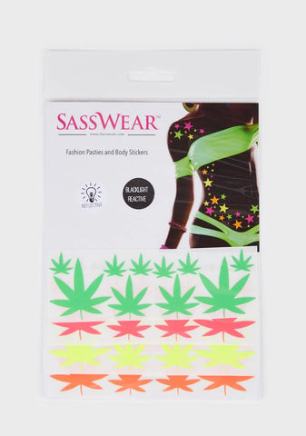 Blacklight Weed Leaf Body Stickers