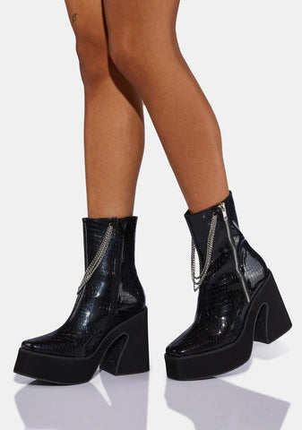 Arnor Heeled Croc Chain Boots