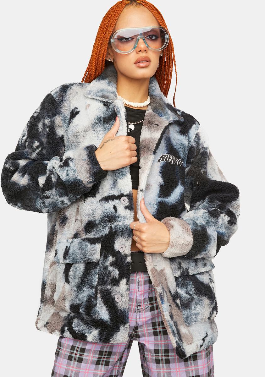 Warped Tie Dye Sherpa Jacket