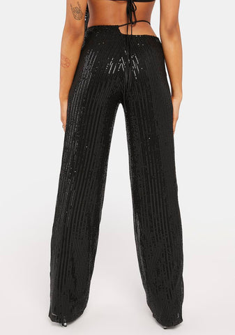 Drape Sequin Black Sanju Trousers