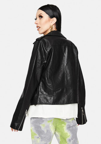 Ivana Vegan Leather Moto Jacket