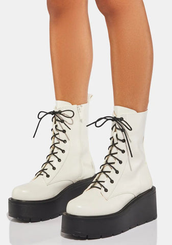 White Talos Platform Combat Boots