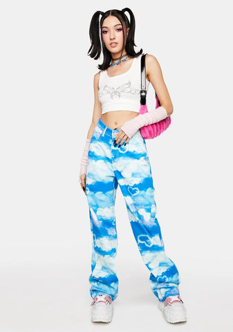 Cloud Print Jeans
