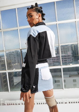 Hidden Layers Patchwork Crop Jacket