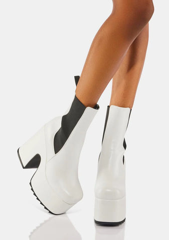 White Bad Will Platform Ankle Boots