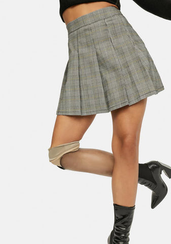 To The Front Plaid Mini Skirt