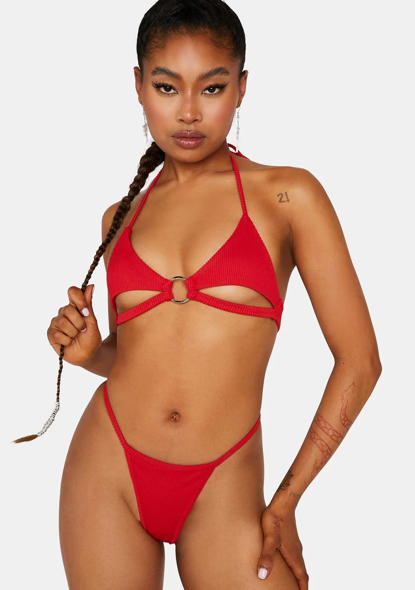 Red Cleo Cut Out Bikini Set