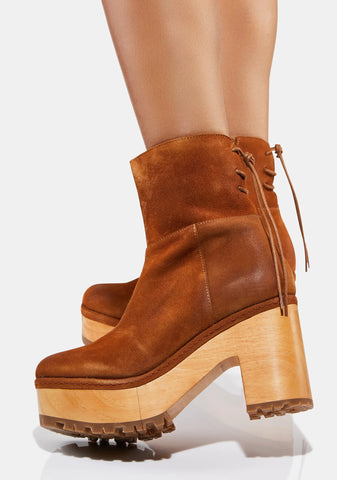 Warm Cognac Kenna Platform Clogs