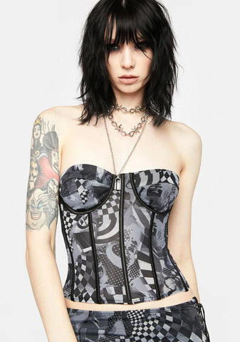 Grey Aly Mesh Corset Top