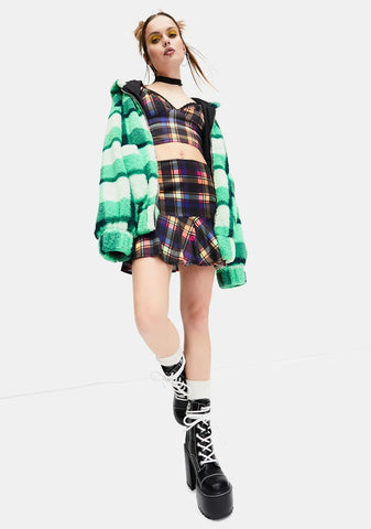 Running Wild Plaid Mini Skirt