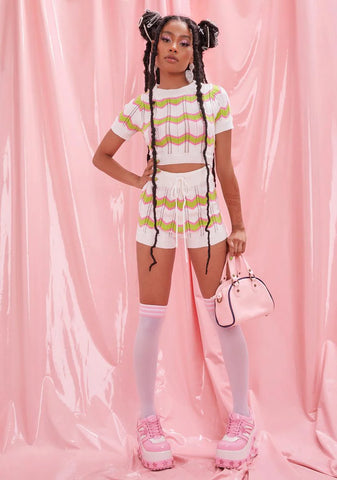 Ivory Swirl Kiss Sweater Shorts