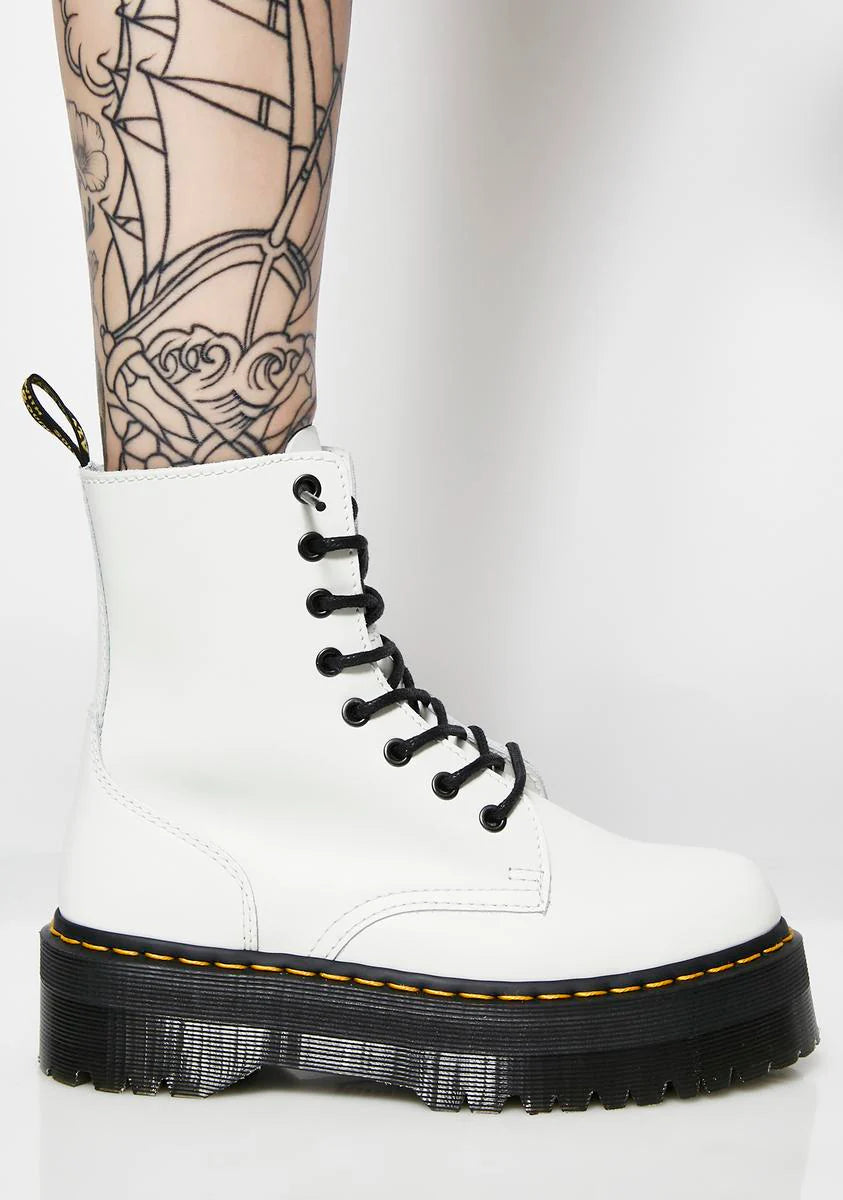White Jadon 8 Eye Boots