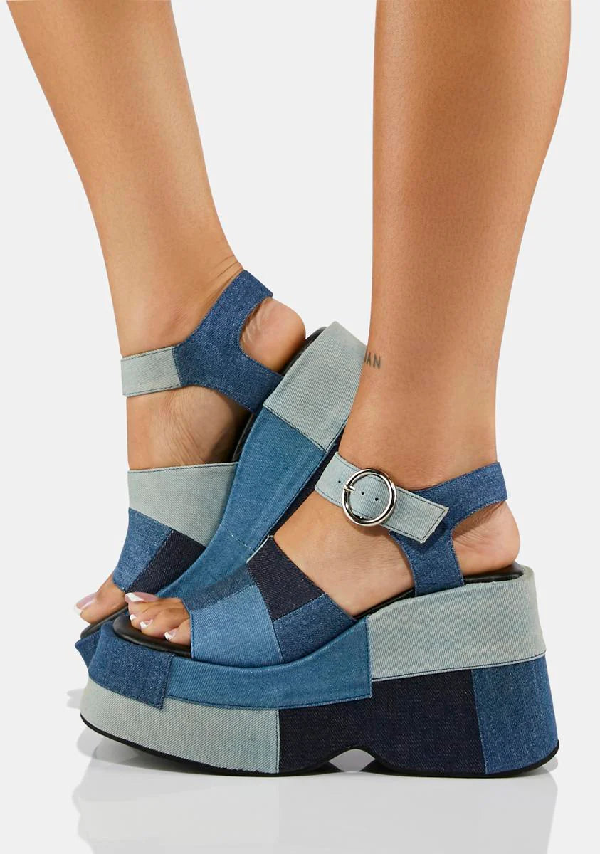 Denim Know I'm Right Platform Sandals