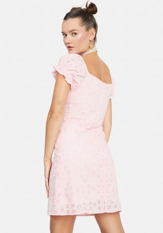 Messing With Magic Eyelet Mini Dress
