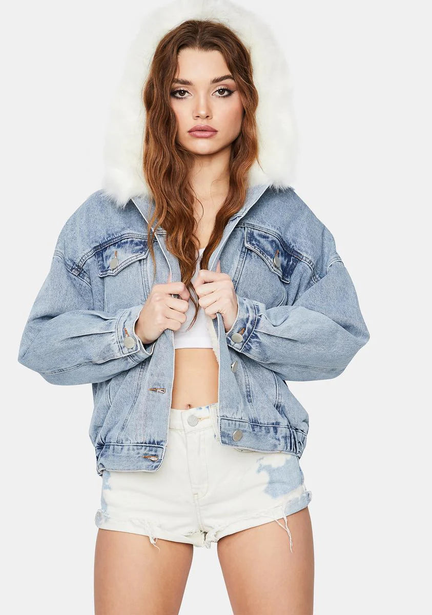 Winter Blues Denim Bomber Jacket