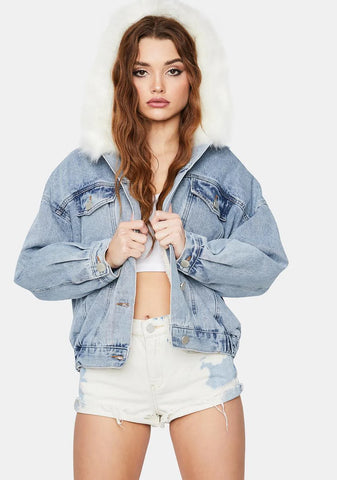 Winter Blues Denim Bomber Jacket