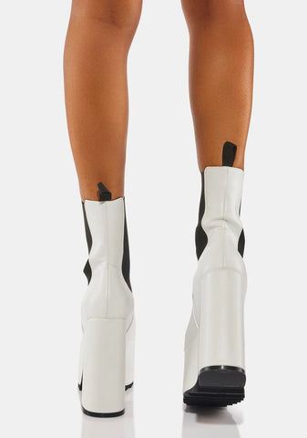 White Bad Will Platform Ankle Boots