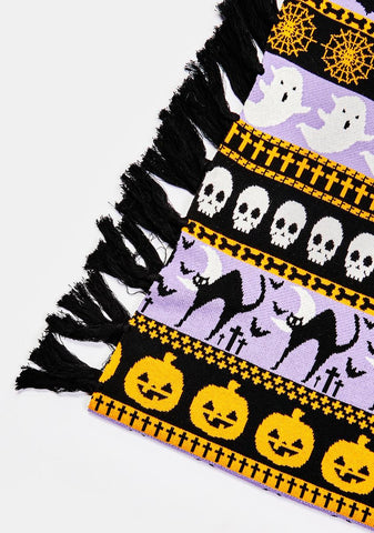 Night Of Spooks Intarsia Throw Blanket