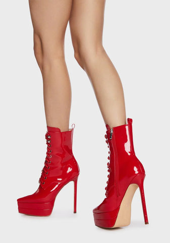 Red Ebony Platform Stiletto Boots