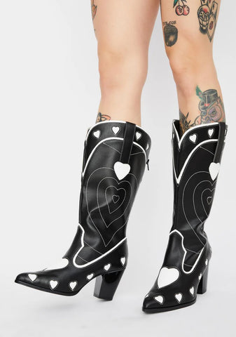 White Heart Space Cowgirl Boots