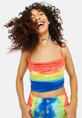 Righteous Mood Rainbow Tie Dye Cowl Neck Tank