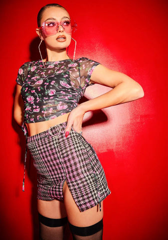 Choose Ur Cherry Ruched Baby Tee