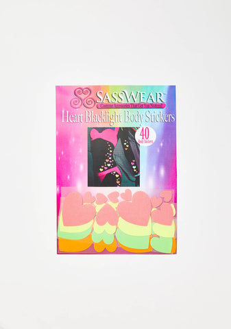 Blacklight Heart Body Stickers