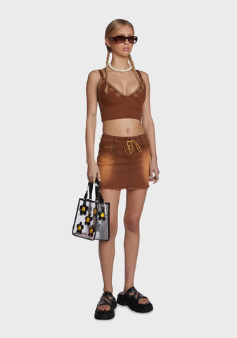 Acoustic Heartbeat Denim Skirt