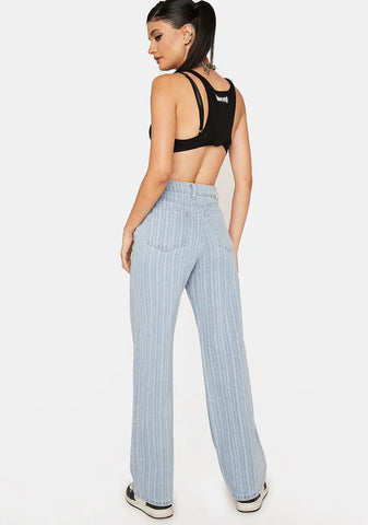 Showin' Up Striped Wide Leg Jeans