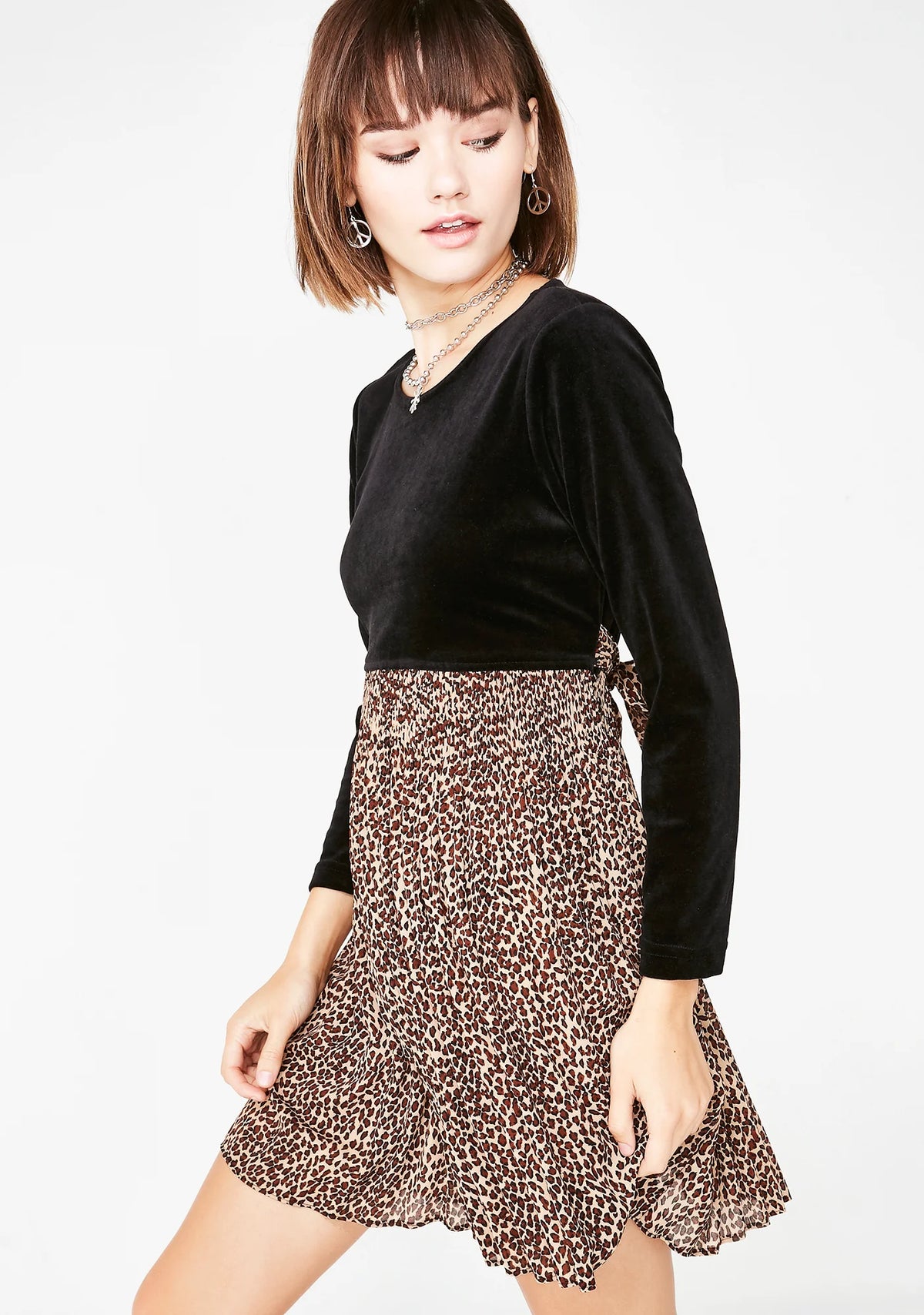 Vintage 90s Velvet And Leopard Dress