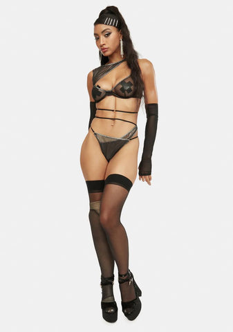 Black Sheer All Your Secrets Mesh Lingerie Set
