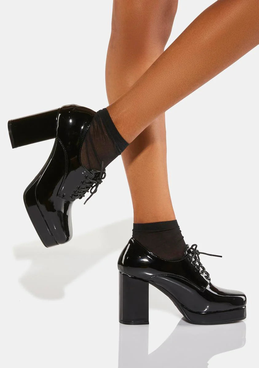 Black Shy Block Heels