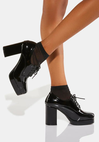 Black Shy Block Heels