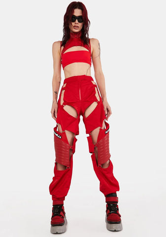 Red Neckholder Stretch Top