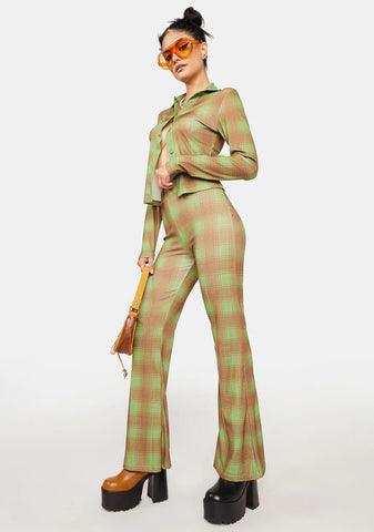 Checkered Flare Pants