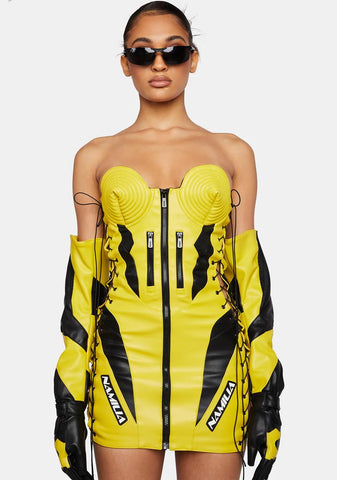 Yellow Moto Cone Dress