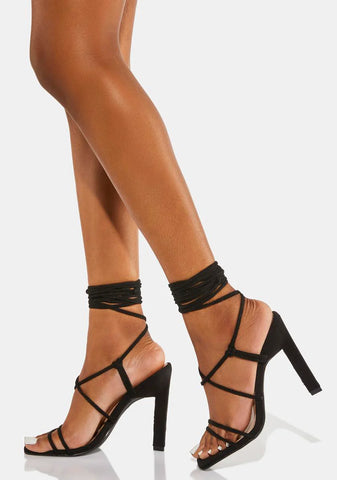 Noir Looking For Trouble Strappy Heels