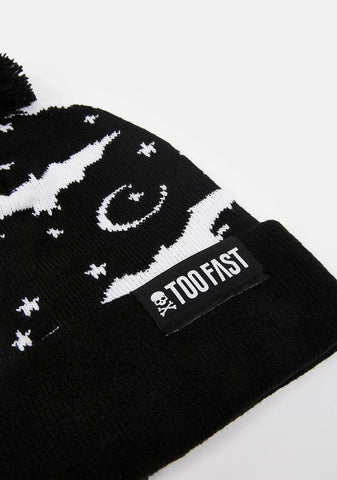 Bat And Moon Knit Beanie