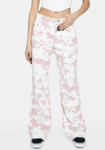 Pink & White Wide Leg Pants