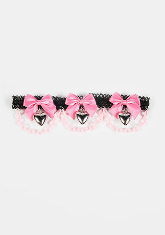 Heart Sick Heart And Bow Choker