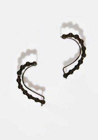 Distortion Roller Chain Ear Cuffs
