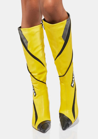 Yellow Dick Heel Motocross Boots