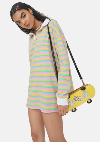 Join The Club Striped Polo Tee