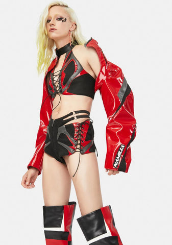 Red Patent Sneaker Neckholder Top