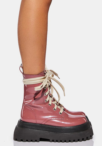 Stay Inspired Patent Combat Boots
